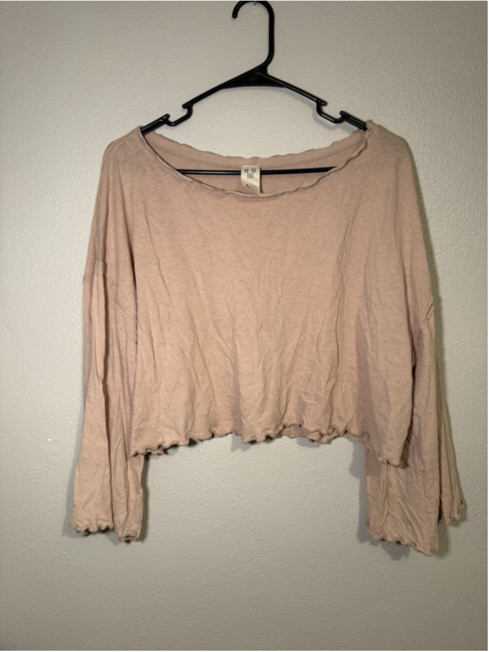 Free People We The Free Pink Cropped Long Sleeve Tee XS
